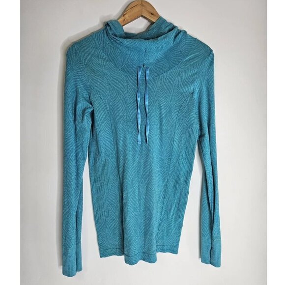 Moving Comfort Teal Long Sleeve Active Top with Cowl Neck Hoodie Womens Medium - Picture 1 of 5